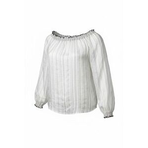 White House Black Market Off Shoulder Striped Blouse White Black Smocked Medium
